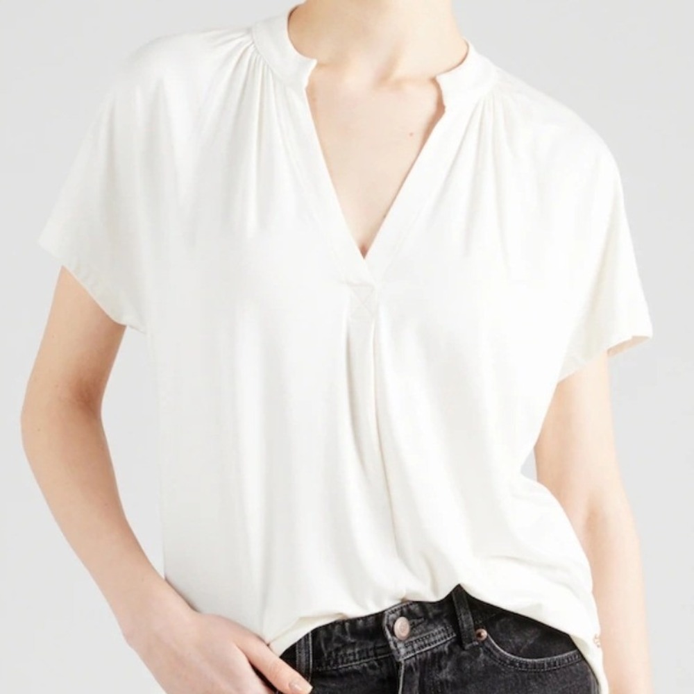 Mos Mosh MMShiraba Tee Cream V-Neck Viscose XL‎ Euro Quiet Luxury Capsule Staple